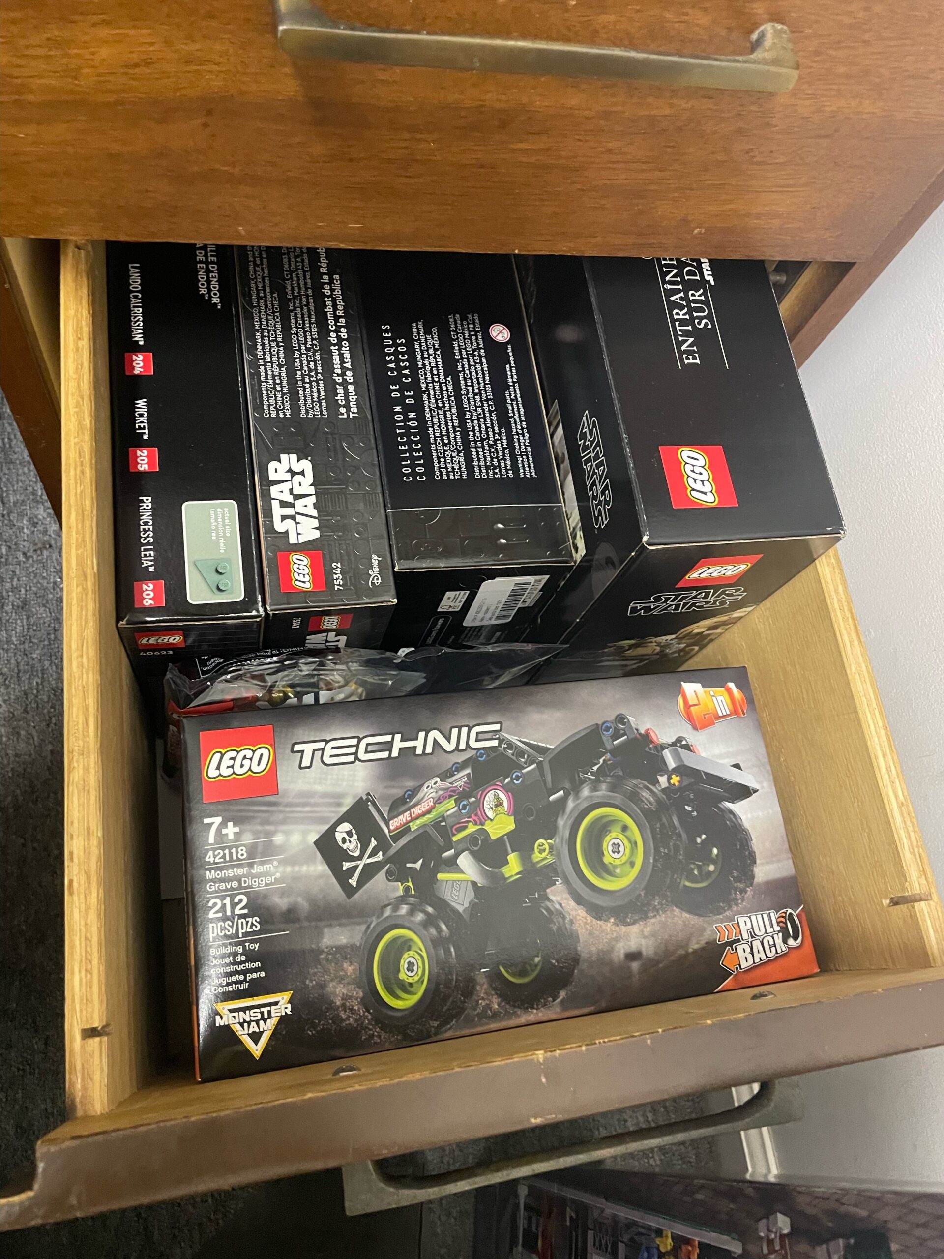 A drawer full of LEGO sets for LEGO investing. 